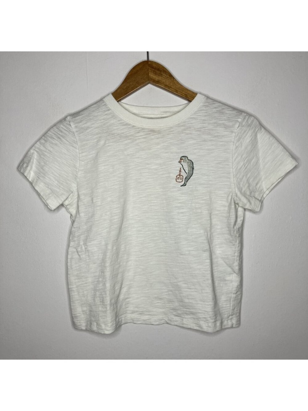 UNIQLO UT Women's XS White Monkey Graphic Print Short Sleeve T-Shirt Cropped